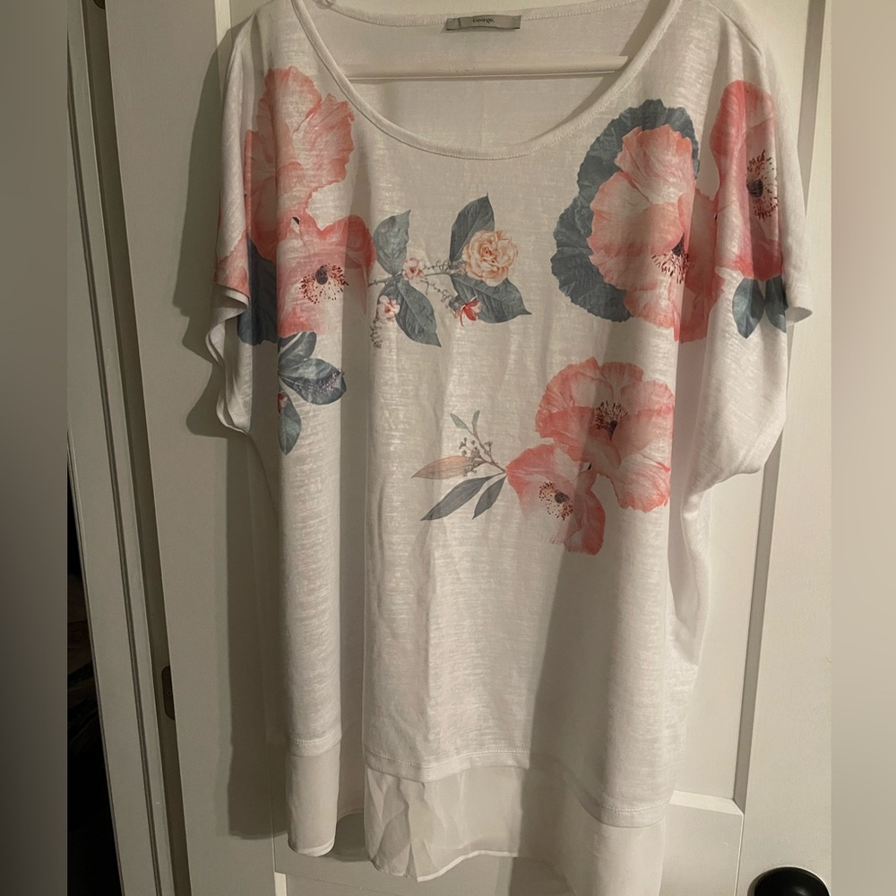 Floral White Top by George